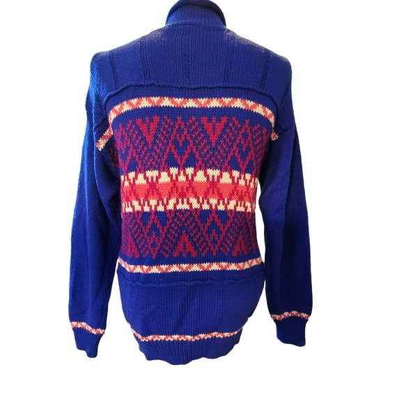 Ossi Skiwear Sweater Woman's 1980s Blue Pink Turtleneck Size Lg Vintage JJ1532 - Picture 4 of 9